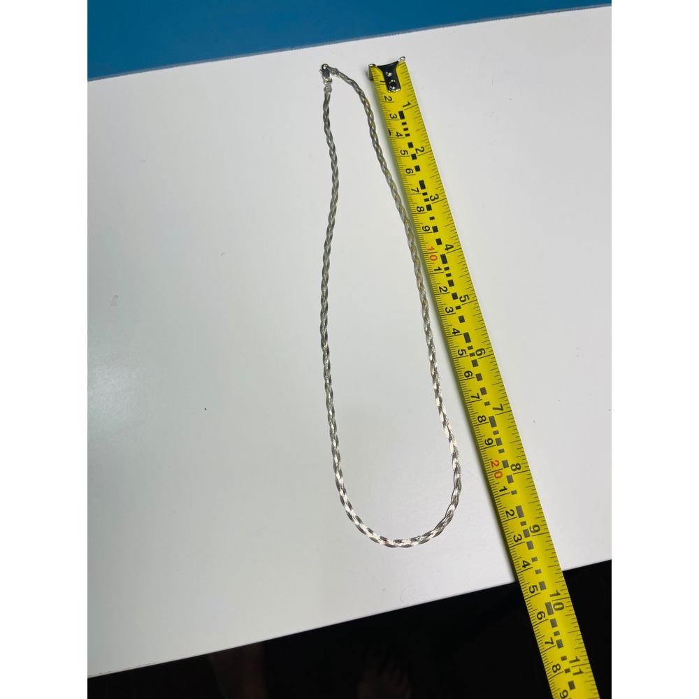 925 Italy Sterling Silver Braided Herringbone Twist Chain Necklace 20 Inch - Picture 4 of 5